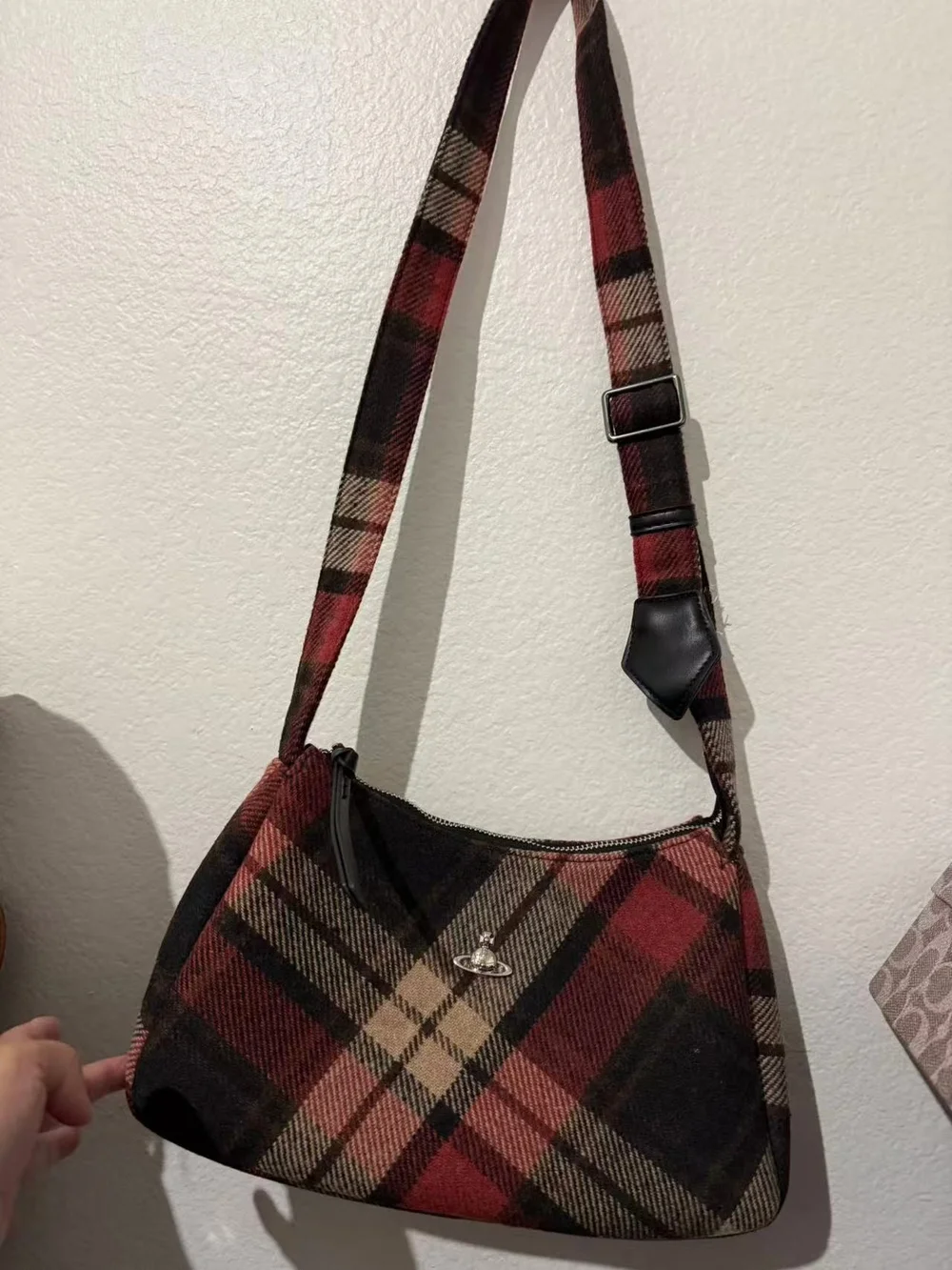 Vivienne Westwood Red Plaid Shoulder Bag